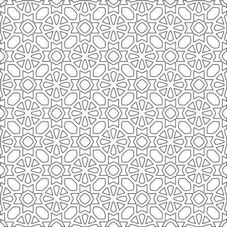 Geometric vector pattern with triangular elements. Seamless abstract ornament for wallpapers and backgrounds. Black and white colors.のイラスト素材