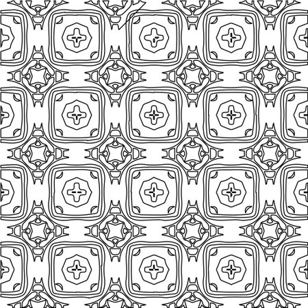 Geometric vector pattern with Black and white colors. Seamless abstract ornament for wallpapers and backgrounds.のイラスト素材