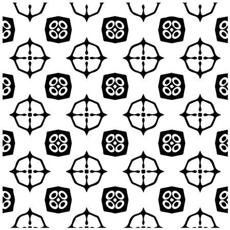 Geometric vector pattern with Black and white colors. Seamless abstract ornament for wallpapers and backgrounds.のイラスト素材