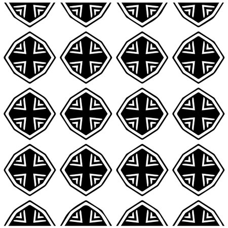 Geometric vector pattern with Black and white colors. Seamless abstract ornament for wallpapers and backgrounds.のイラスト素材