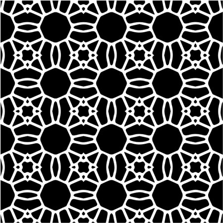 Geometric vector pattern with Black and white colors. Seamless abstract ornament for wallpapers and backgrounds.のイラスト素材