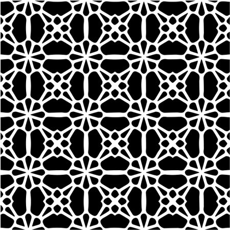 Geometric vector pattern with Black and white colors. Seamless abstract ornament for wallpapers and backgrounds.のイラスト素材