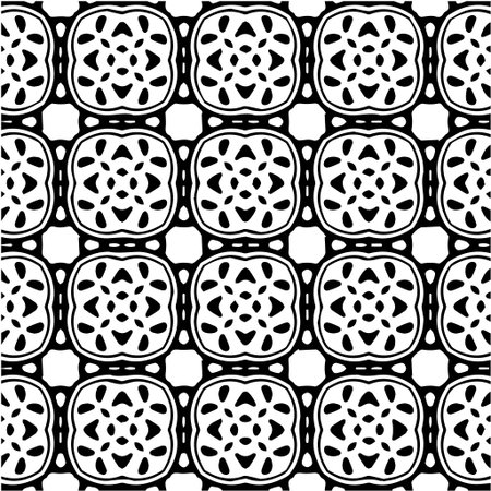 Geometric vector pattern with Black and white colors. Seamless abstract ornament for wallpapers and backgrounds.のイラスト素材