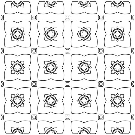 Geometric vector pattern with Black and white colors. Seamless abstract ornament for wallpapers and backgrounds.のイラスト素材