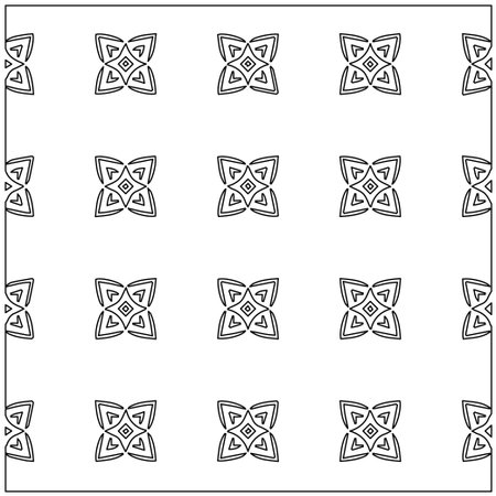 Geometric vector pattern with Black and white colors. Seamless abstract ornament for wallpapers and backgrounds.のイラスト素材