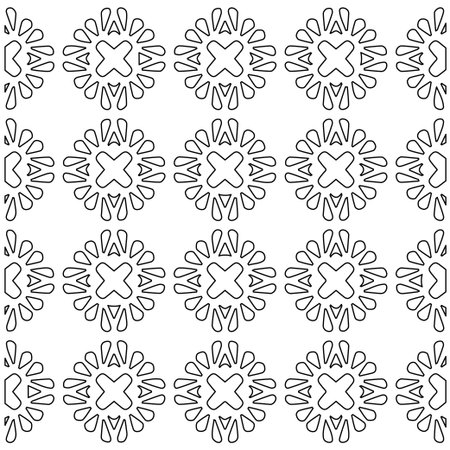Geometric vector pattern with Black and white colors. Seamless abstract ornament for wallpapers and backgrounds.のイラスト素材
