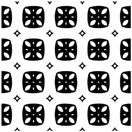 Geometric vector pattern with Black and white colors. Seamless abstract ornament for wallpapers and backgrounds.のイラスト素材