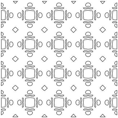 Geometric vector pattern with Black and white colors. Seamless abstract ornament for wallpapers and backgrounds.のイラスト素材