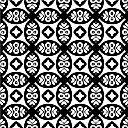 Geometric vector pattern with Black and white colors. Seamless abstract ornament for wallpapers and backgrounds.のイラスト素材