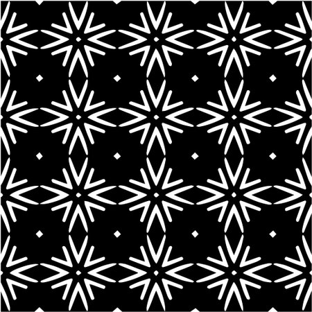 Geometric vector pattern with Black and white colors. Seamless abstract ornament for wallpapers and backgrounds.のイラスト素材