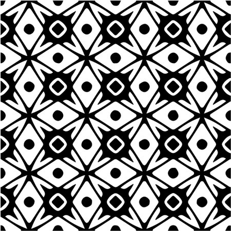 Geometric vector pattern with Black and white colors. Seamless abstract ornament for wallpapers and backgrounds.のイラスト素材