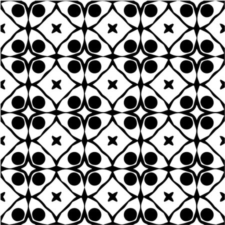 Geometric vector pattern with Black and white colors. Seamless abstract ornament for wallpapers and backgrounds.のイラスト素材