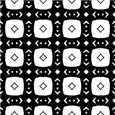 Geometric vector pattern with Black and white colors. Seamless abstract ornament for wallpapers and backgrounds.のイラスト素材