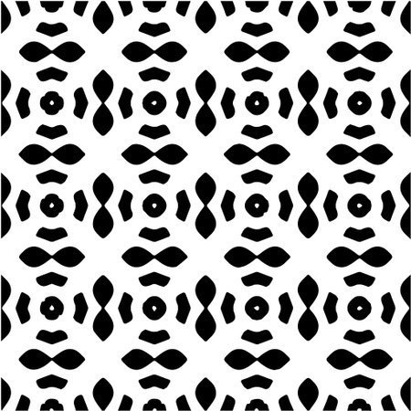 Geometric vector pattern with Black and white colors. Seamless abstract ornament for wallpapers and backgrounds.のイラスト素材