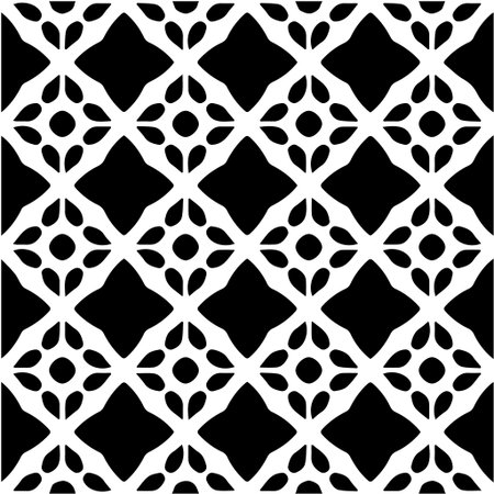 Geometric vector pattern with Black and white colors. Seamless abstract ornament for wallpapers and backgrounds.のイラスト素材