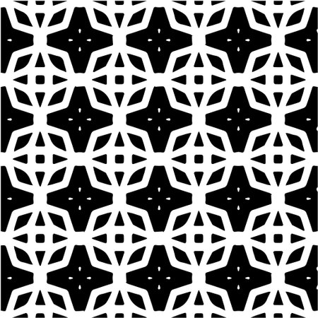 Geometric vector pattern with Black and white colors. Seamless abstract ornament for wallpapers and backgrounds.のイラスト素材