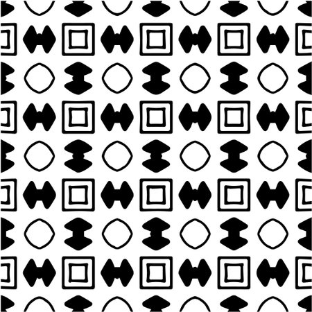 Geometric vector pattern with Black and white colors. Seamless abstract ornament for wallpapers and backgroundsのイラスト素材