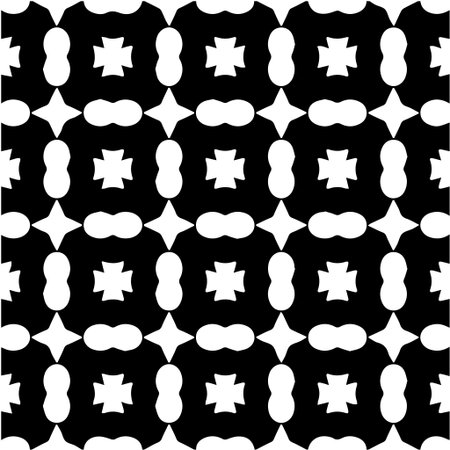 Geometric vector pattern with Black and white colors. Seamless abstract ornament for wallpapers and backgrounds.のイラスト素材
