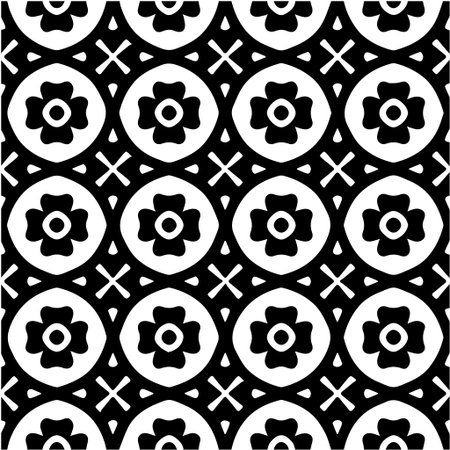 Geometric vector pattern with Black and white colors. Seamless abstract ornament for wallpapers and backgrounds.のイラスト素材