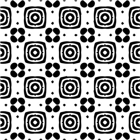 Geometric vector pattern with Black and white colors. Seamless abstract ornament for wallpapers and backgrounds.のイラスト素材