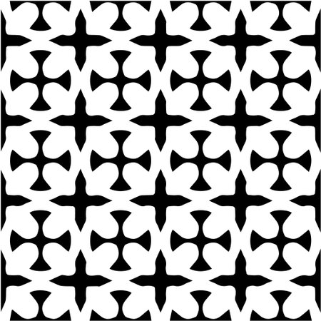 Geometric vector pattern with Black and white colors. Seamless abstract ornament for wallpapers and backgrounds.のイラスト素材