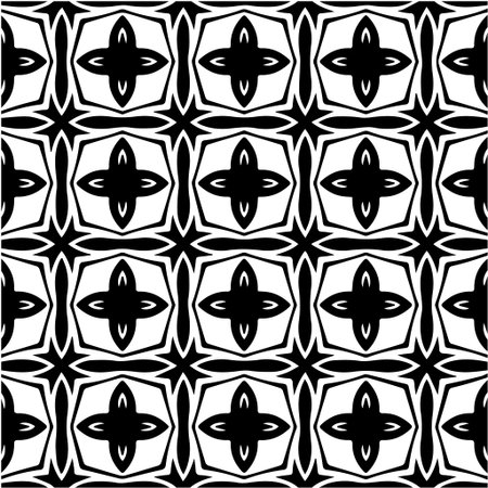 Geometric vector pattern with Black and white colors. Seamless abstract ornament for wallpapers and backgrounds.のイラスト素材