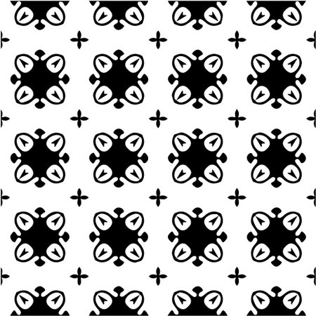 Geometric vector pattern with Black and white colors. Seamless abstract ornament for wallpapers and backgrounds.のイラスト素材
