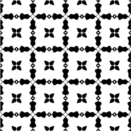 Geometric vector pattern with Black and white colors. Seamless abstract ornament for wallpapers and backgrounds.のイラスト素材