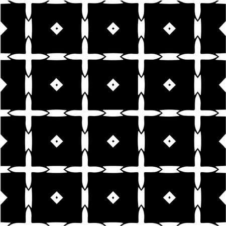 Geometric vector pattern with Black and white colors. Seamless abstract ornament for wallpapers and backgrounds.のイラスト素材