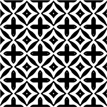 Geometric vector pattern with Black and white colors. Seamless abstract ornament for wallpapers and backgrounds.のイラスト素材