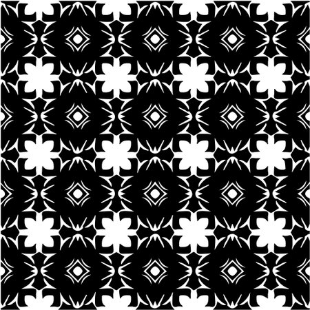 Geometric vector pattern with Black and white colors. Seamless abstract ornament for wallpapers and backgrounds.のイラスト素材