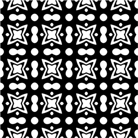 Geometric vector pattern with Black and white colors. Seamless abstract ornament for wallpapers and backgrounds.のイラスト素材
