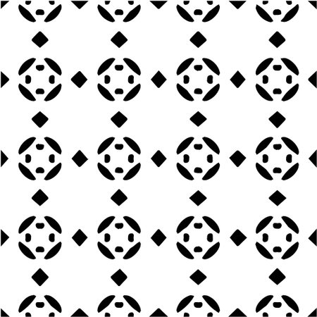 Geometric vector pattern with Black and white colors. Seamless abstract ornament for wallpapers and backgrounds.のイラスト素材