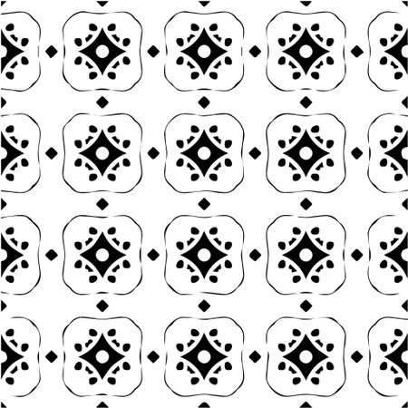 Geometric vector pattern with Black and white colors. Seamless abstract ornament for wallpapers and backgrounds.のイラスト素材