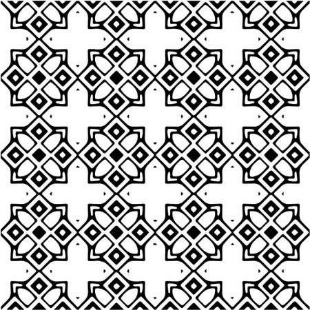 Geometric vector pattern with Black and white colors. Seamless abstract ornament for wallpapers and backgrounds.のイラスト素材