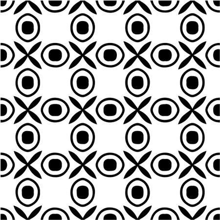 Geometric vector pattern with Black and white colors. Seamless abstract ornament for wallpapers and backgrounds.のイラスト素材