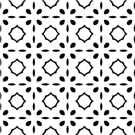Geometric vector pattern with Black and white colors. Seamless abstract ornament for wallpapers and backgrounds.のイラスト素材