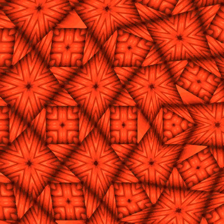 pattern with multicolored symmetric shapes.