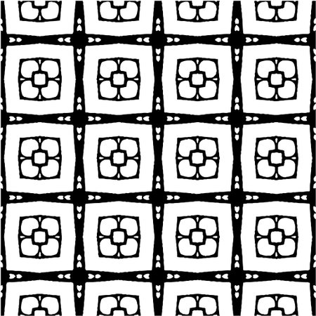 Geometric vector pattern with Black and white colors. abstract ornament for wallpapers and backgrounds.のイラスト素材