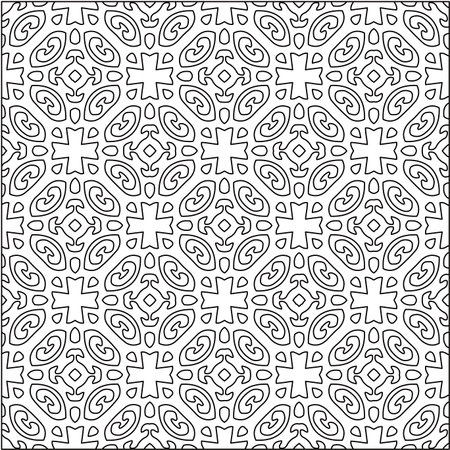 floral pattern background.Geometric ornament for wallpapers and backgrounds. Black and white pattern.のイラスト素材