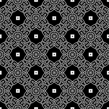 floral seamless pattern background.Geometric ornament for wallpapers and backgrounds. Black and white pattern.のイラスト素材