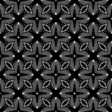 floral pattern background.Geometric ornament for wallpapers and backgrounds. Black and white...