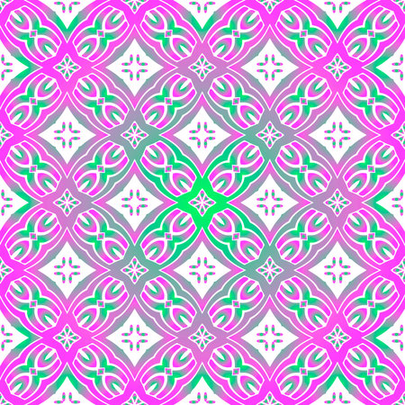 Geometric vector pattern with purple and green gradient. simple ornament for wallpapers and backgrounds.のイラスト素材