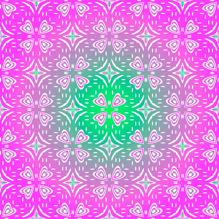 Geometric vector pattern with purple and green gradient. simple ornament for wallpapers and backgrounds.のイラスト素材