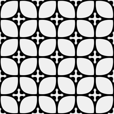 seamless floral pattern background.Geometric ornament for wallpapers and backgrounds. Black and white pattern.のイラスト素材