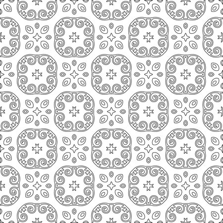 floral pattern background.Geometric ornament for wallpapers and backgrounds. Black and white pattern.のイラスト素材