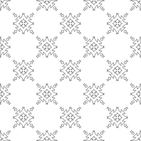 floral pattern background.Geometric ornament for wallpapers and backgrounds. Black and white pattern.のイラスト素材