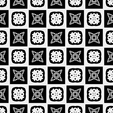 floral seamless pattern background. Geometric ornament for wallpapers and backgrounds. pattern with Black and white color.のイラスト素材