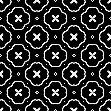 floral seamless pattern background.Geometric ornament for wallpapers and backgrounds. Black and...