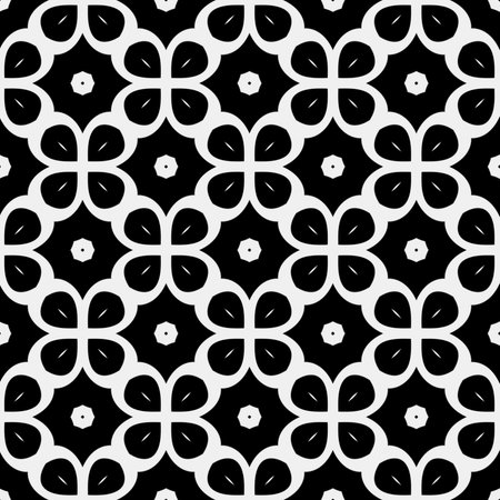floral seamless pattern background.Geometric ornament for wallpapers and backgrounds. Black and white pattern.のイラスト素材